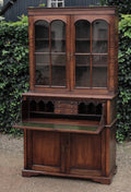 Antiker Glasvitrinenschrank mit Schreibtisch