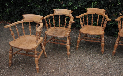 Antieke set van 6 houten Captain Chairs - 0239.D